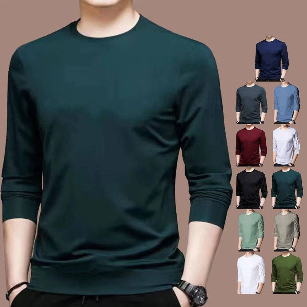 Mens Long Sleeve Muscle T Shirt Pullover Casual Activewear Slim Fit Top