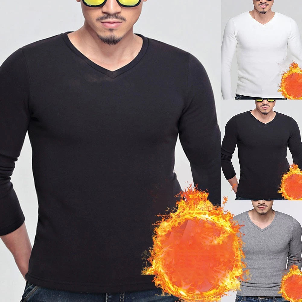 Mens Warmth Booster Stylish V Neck Thermal Fabric and Comfortable Fit Top