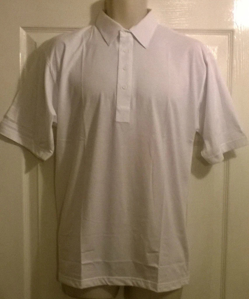 Mens PREMIER plain white work wear casual sport polo t shirt, Size medium large