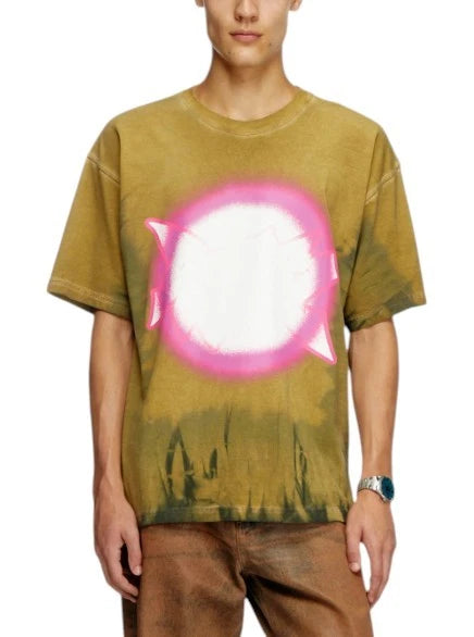 DIESEL T-Boxt-R24 Mens T-Shirt Oversized M Green Cotton RRP150 Short Sleeve