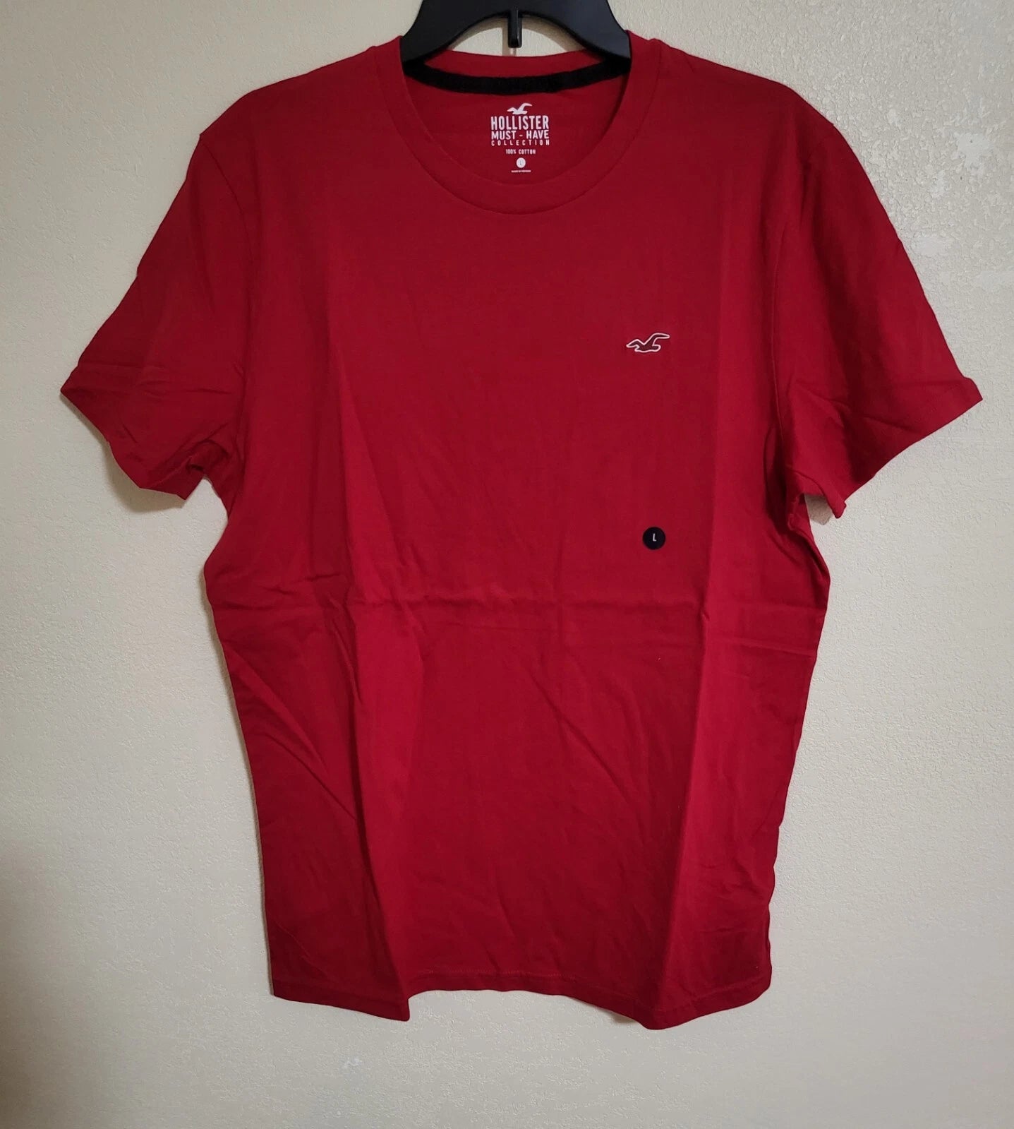 Hollister Men's Logo Icon Crewneck T-Shirt Short Sleeve Red Size Large