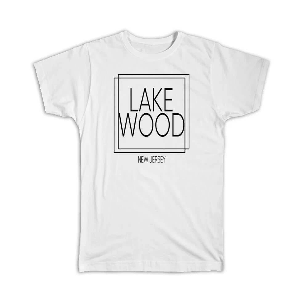 Gift T-Shirt : LAKEWOOD New Jersey Square Modern Minimalist Font