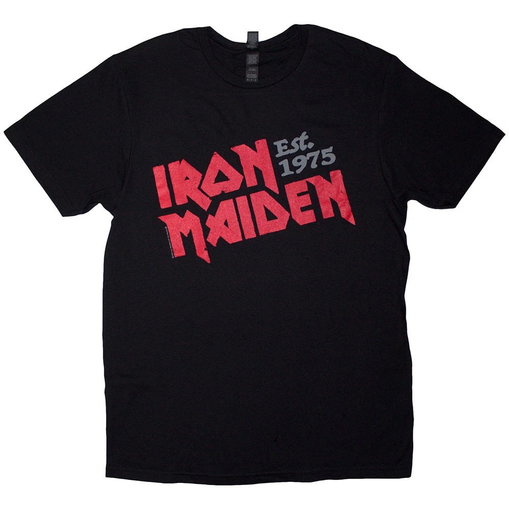 Iron Maiden Est. 1975 Slanted Logo T-Shirt Black New