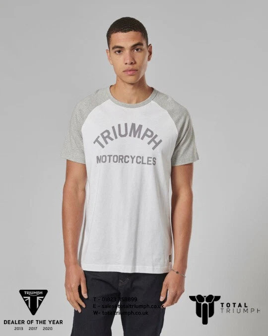 GENUINE Triumph Motorcycles Saltern Logo T-Shirt White/Grey Marl New 2025