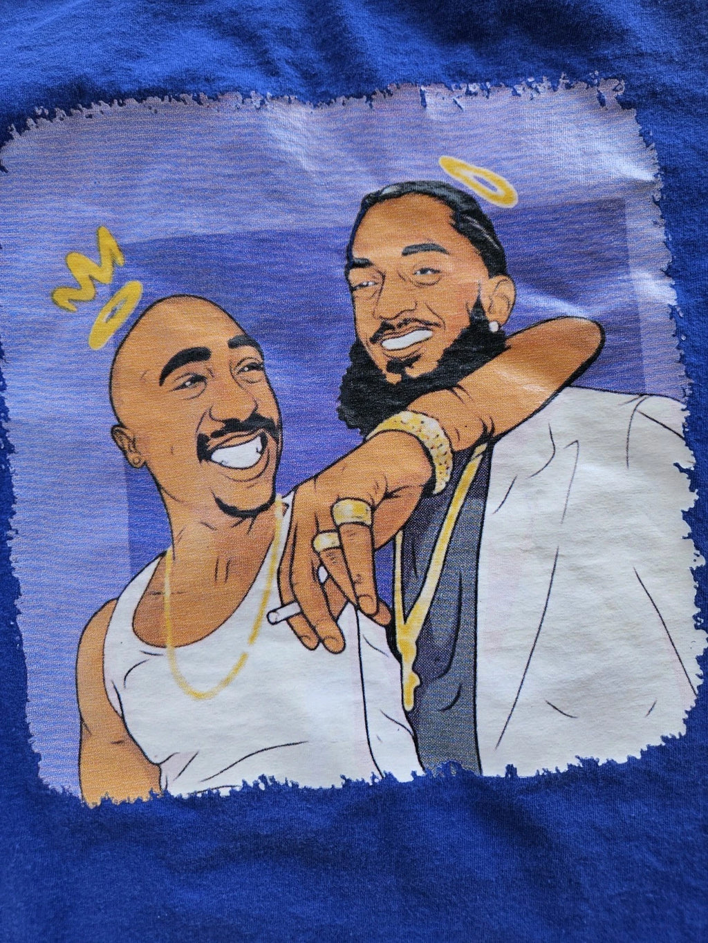 Tupac Shakur and Nipsey Hussle Graphic Tee T-Shirt Hanes Size Medium
