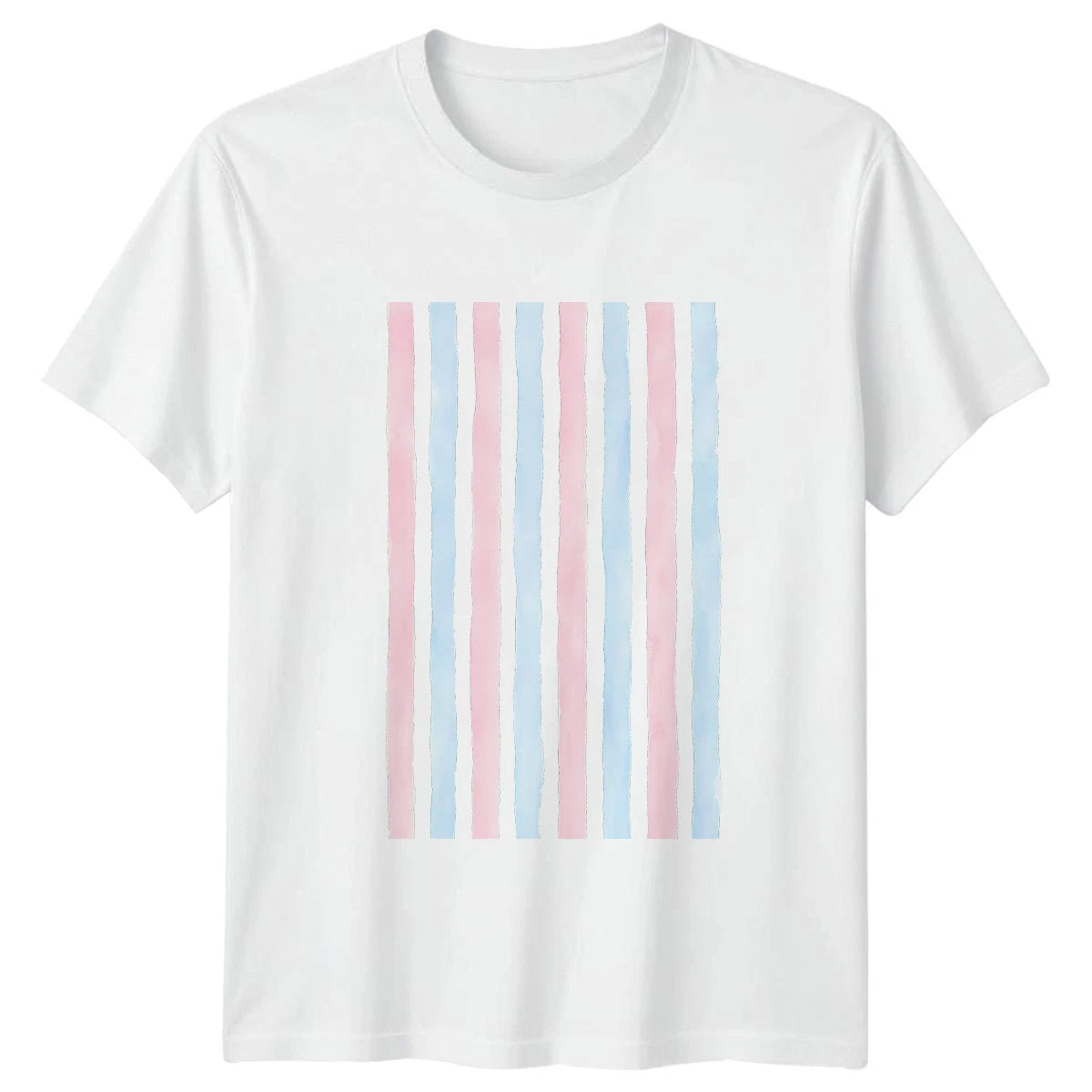 Pastel Pink Blue Black Stripe T-Shirt Preppy Summer Pattern Gift For Him And Her