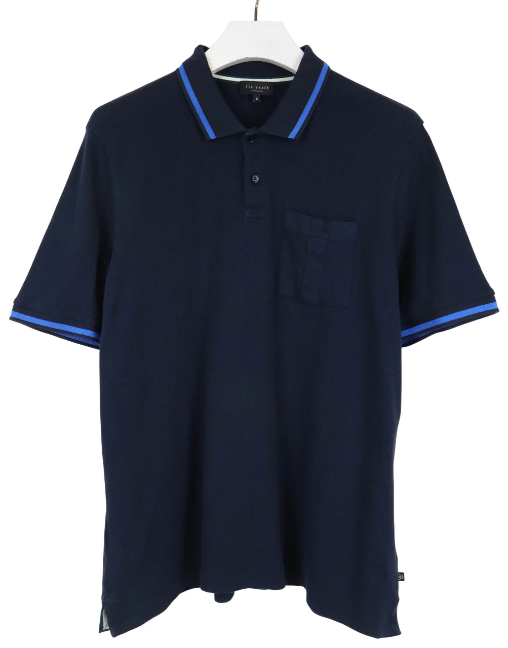 T-Shirt TED BAKER Uomo 5 / XL Blu Polo Collo Corto Slim Fit