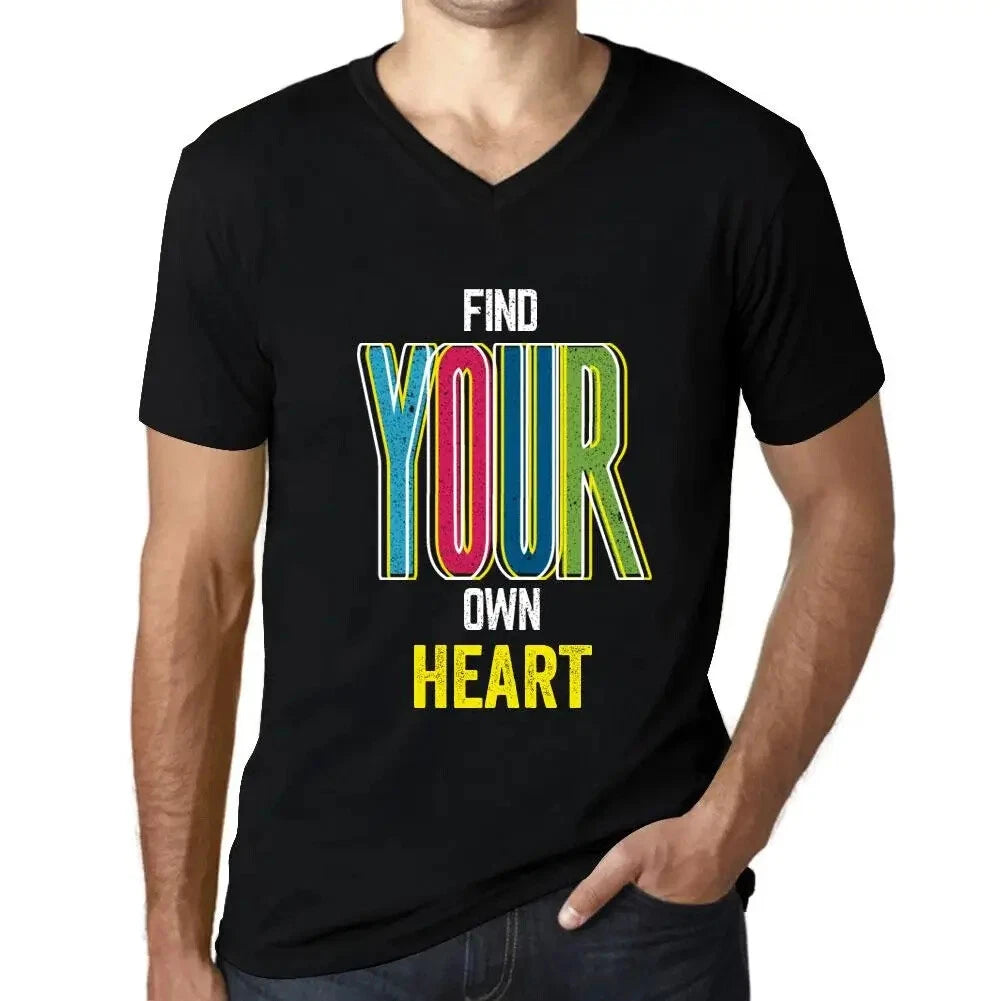 Men's Graphic T-Shirt V Neck Find Your Own Heart Eco-Friendly Limited Edition