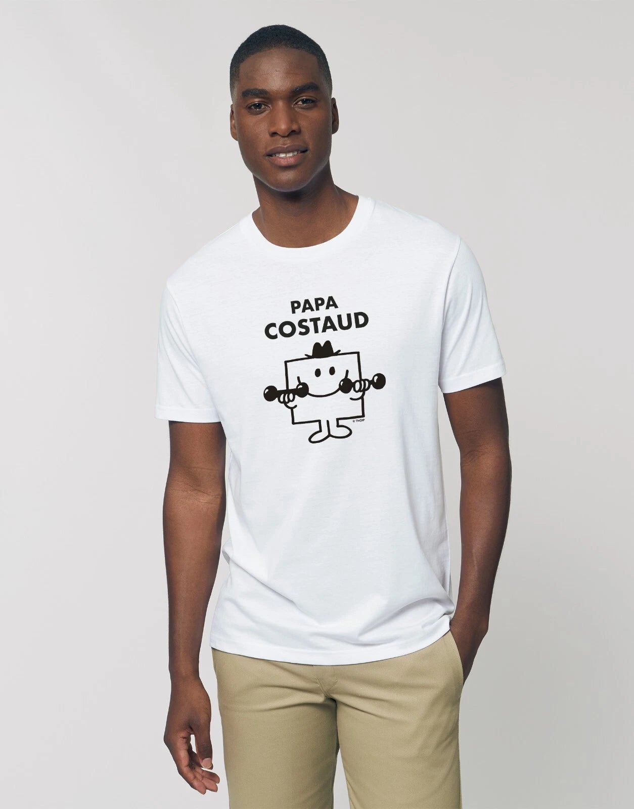 T-Shirt Men's Short Sleeve Color White, PAPA COSTAUD