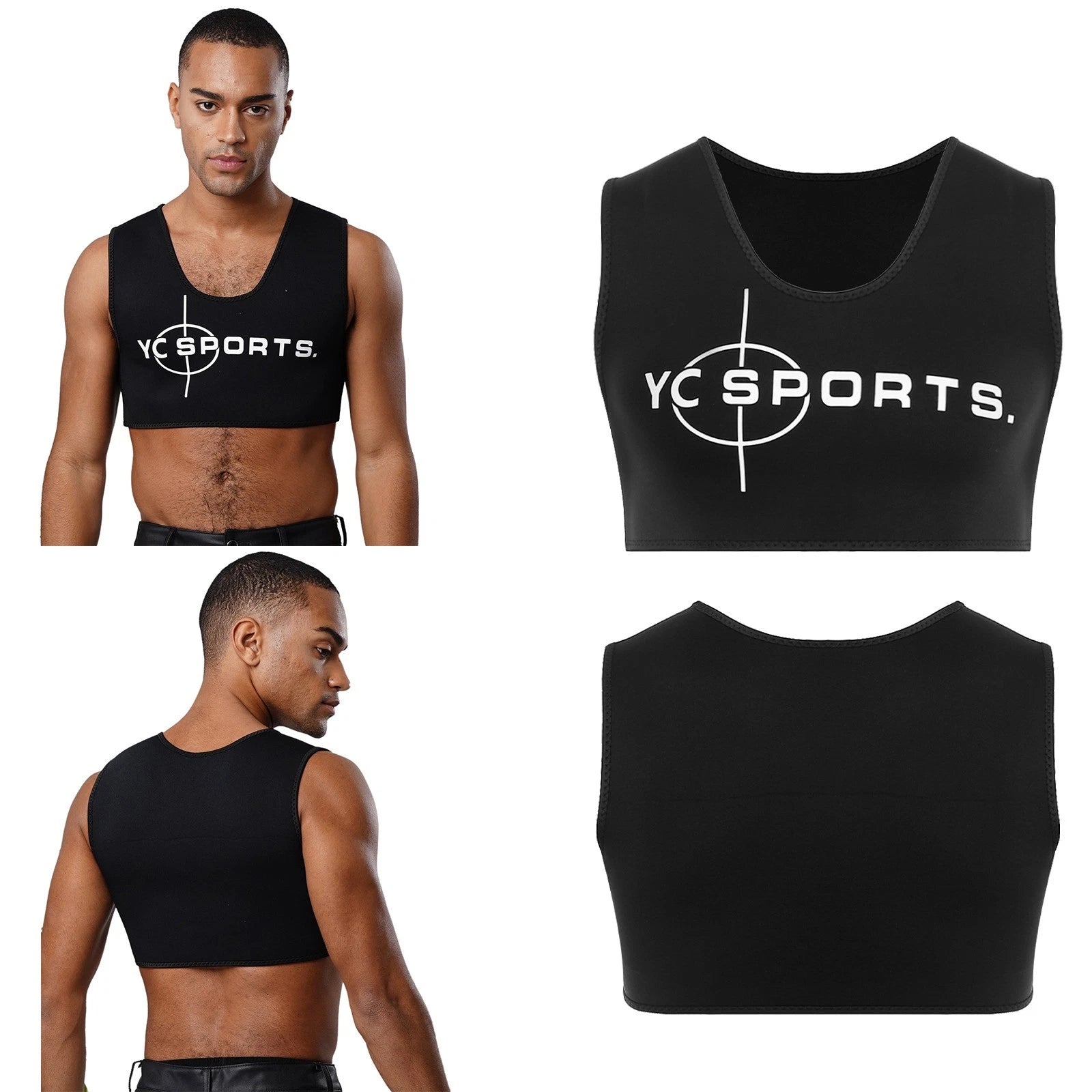 Mens Brace Chest Support Tank Tops Sport Vest Sleeveless Compression Crop