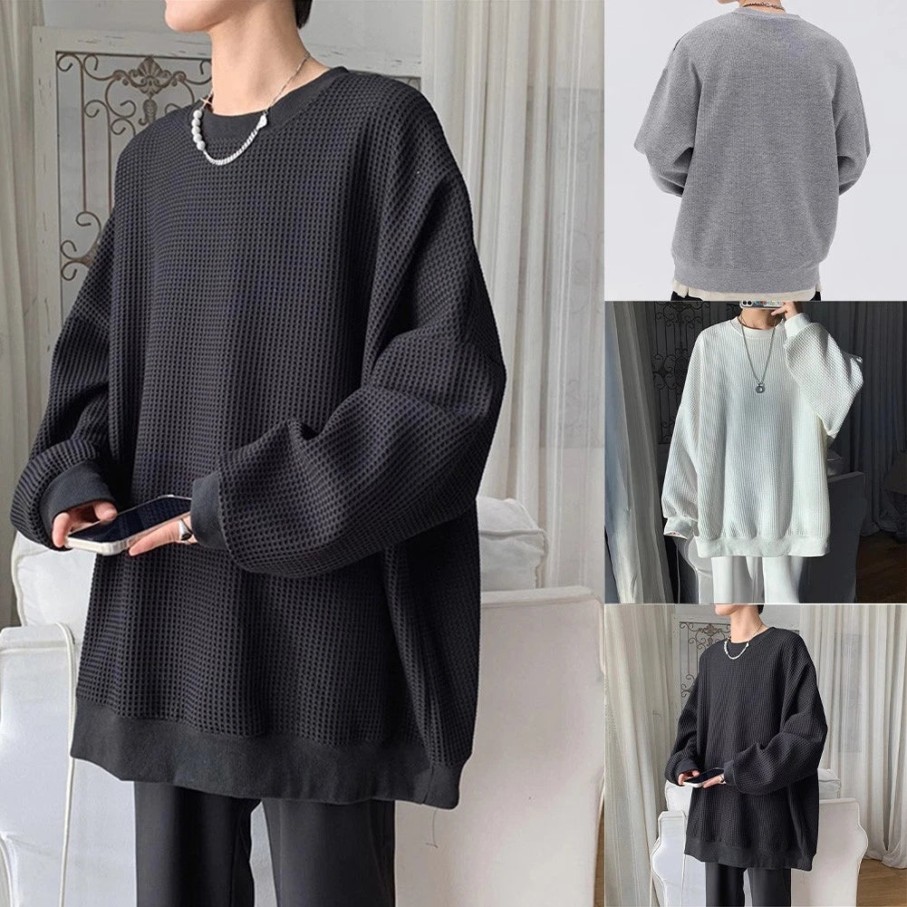 O-neck Sweatshirt Men Plaid Pullover Plaid Pattern O-neck Design For Daily Wear