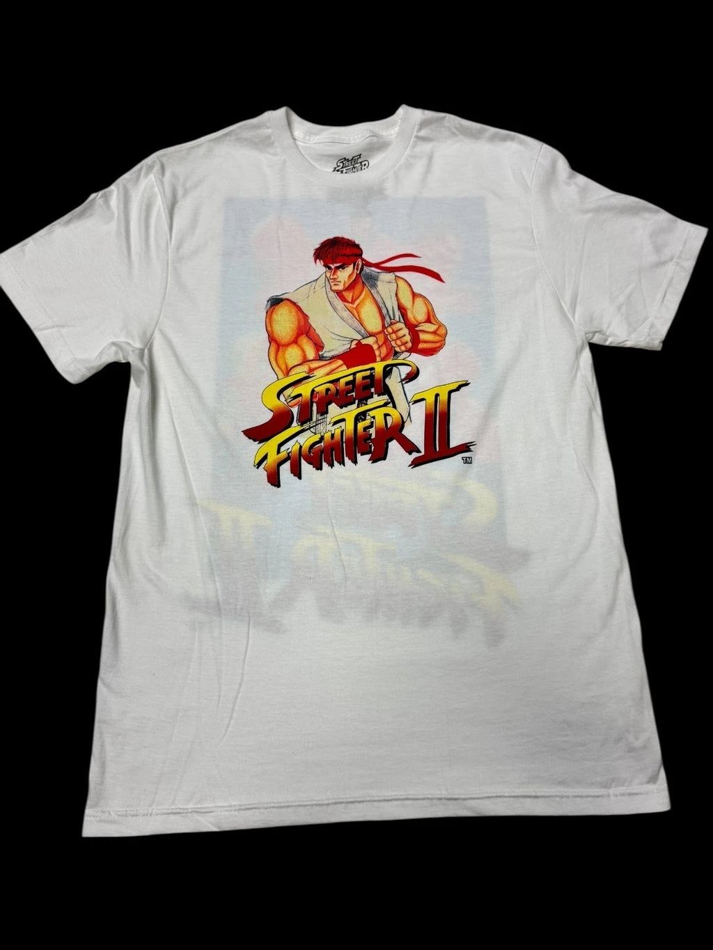 Street Fighter II T-SHIRT Ryu Graphic Tee White Double Sided Capcom Gaming 90's