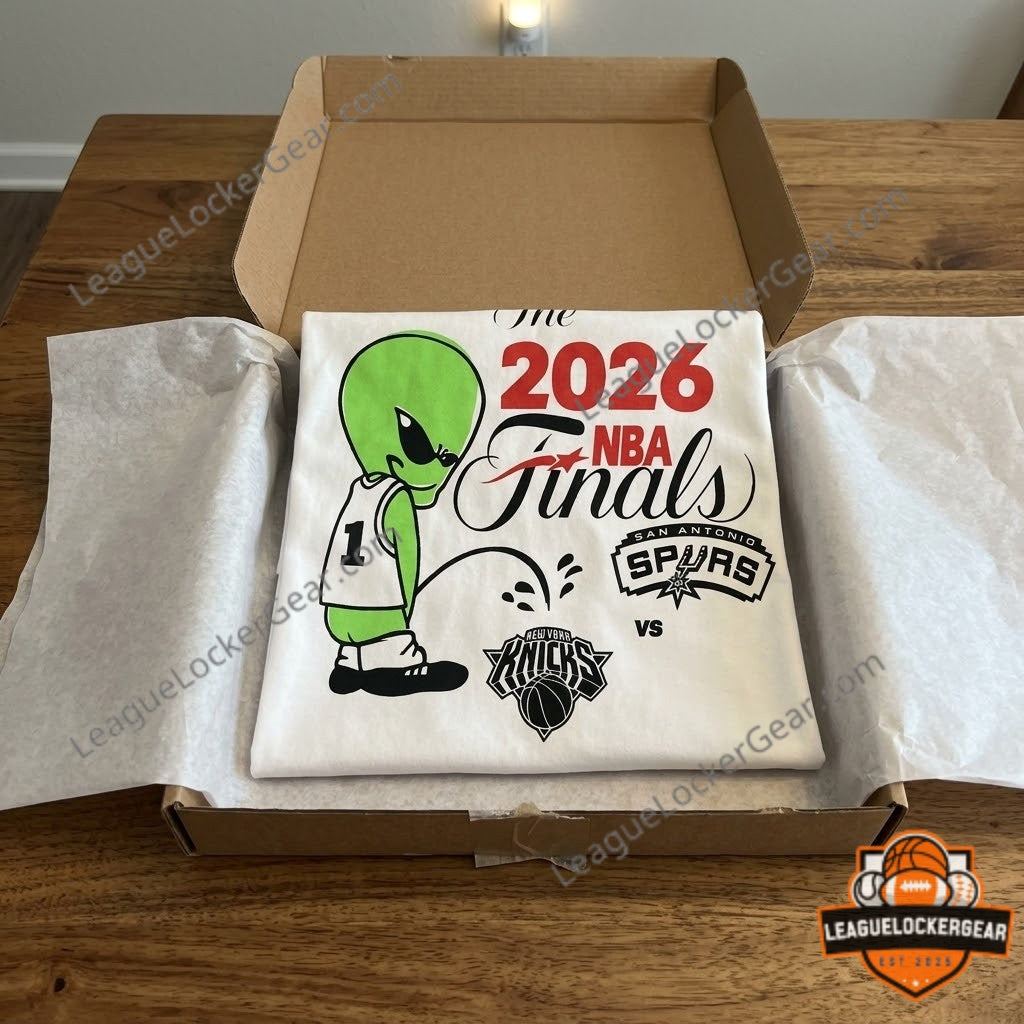 2026 NBA Finals Spurs Wemby Alien Pee On Knicks T-Shirt