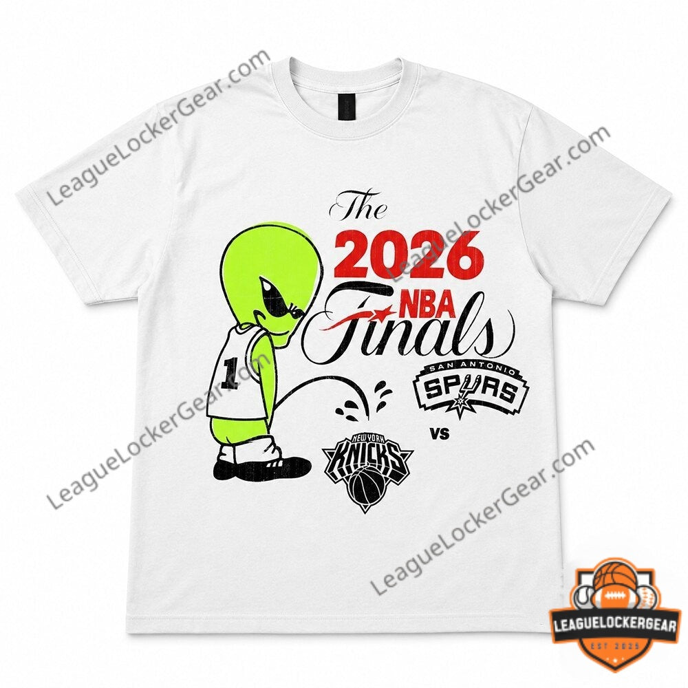 2026 NBA Finals Spurs Wemby Alien Pee On Knicks T-Shirt