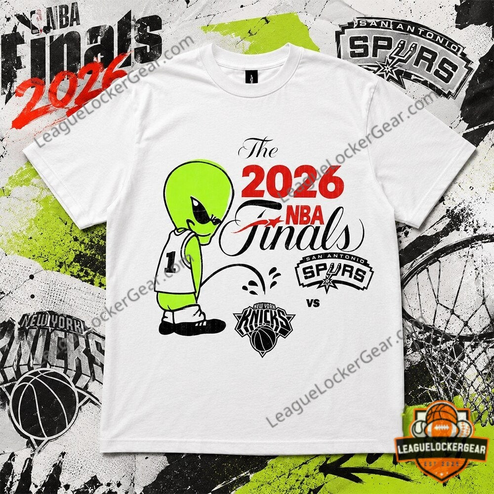 2026 NBA Finals Spurs Wemby Alien Pee On Knicks T-Shirt