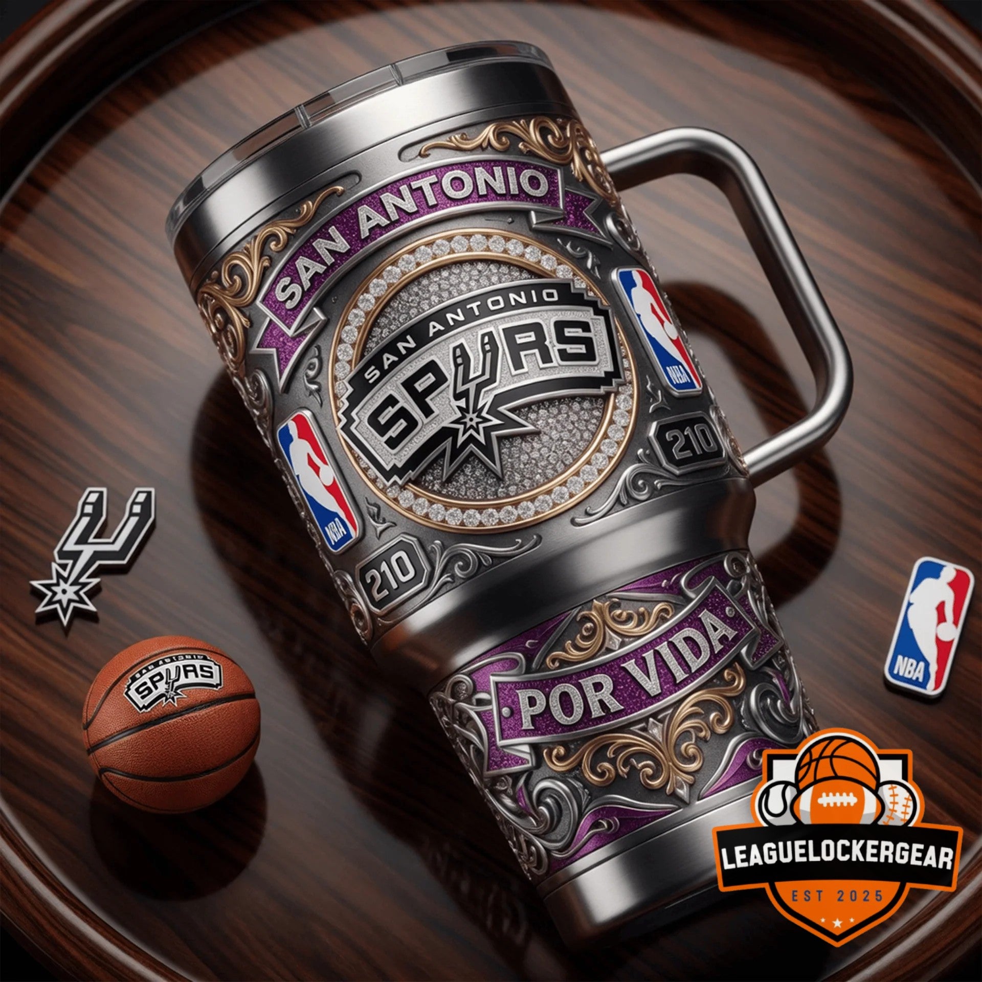 San Antonio Spurs Cityscape Por Vida Embellished Tumbler