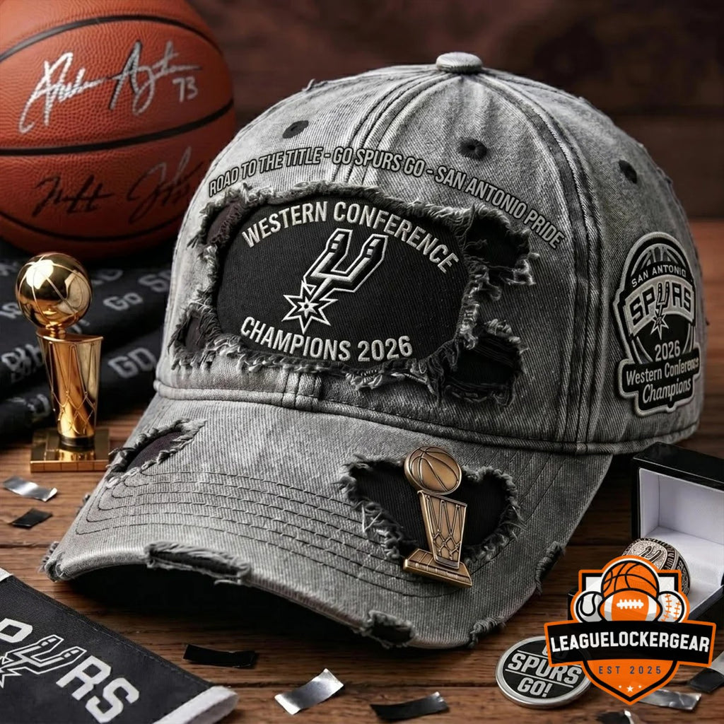 San Antonio Spurs Western Conference Champions 2026 Distressed Baseball Cap