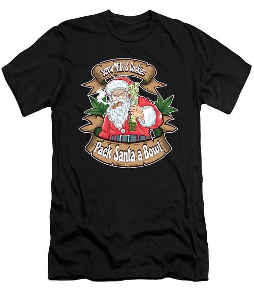 Santa Marijuana Weed Snowman Funny Christmas Gift Dark T-Shirt
