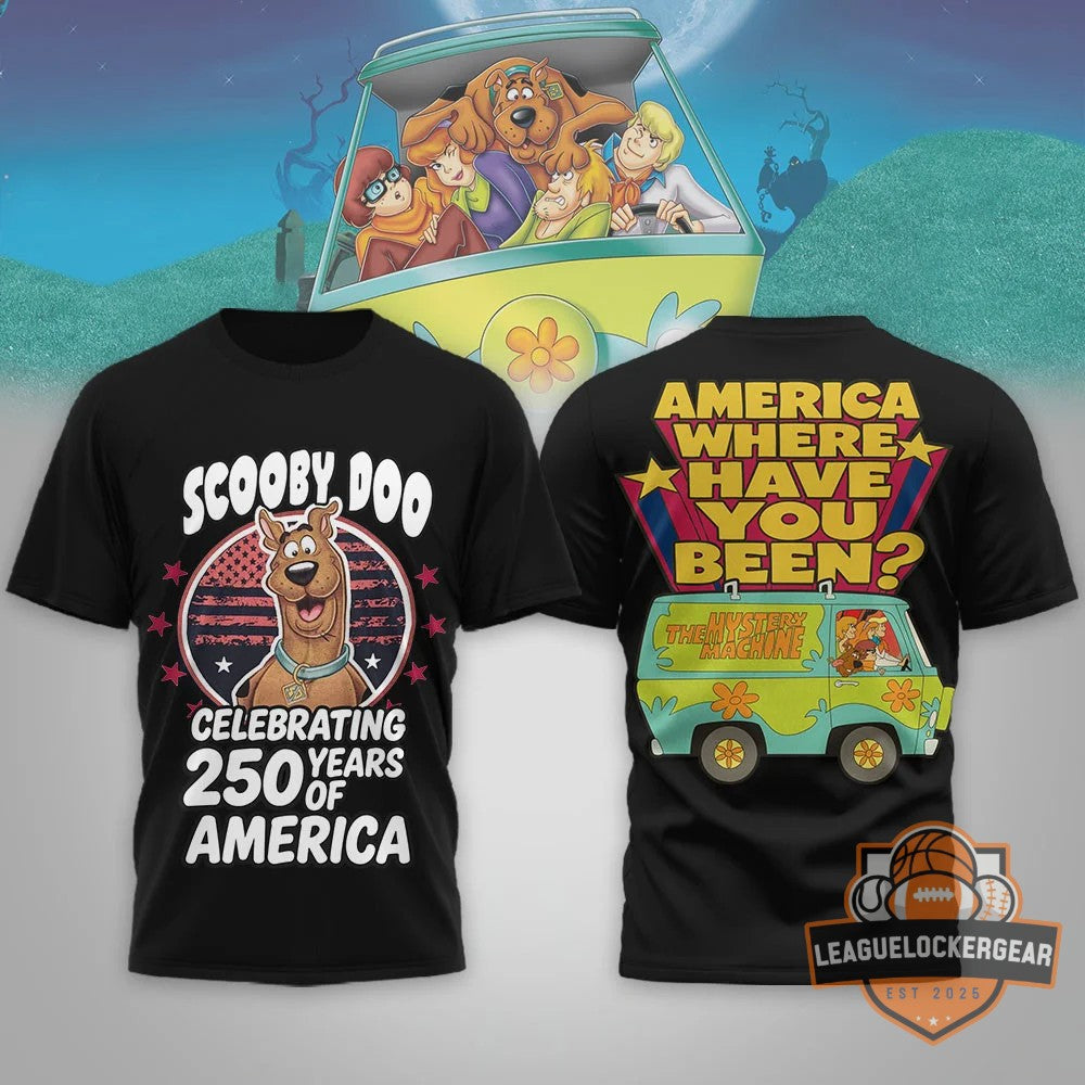 Scooby-Doo Celebrating 250 Years of America America Where Have You Been Mystery Machine T-Shirt