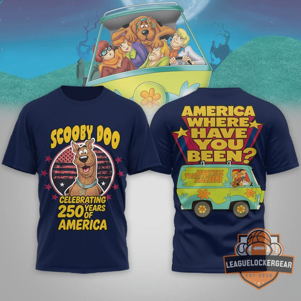 Scooby-Doo Celebrating 250 Years of America America Where Have You Been Mystery Machine T-Shirt