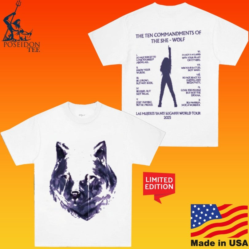 Shakira Lmynl World Tour 2026 The Ten Commandments The She Wolf T-shirt