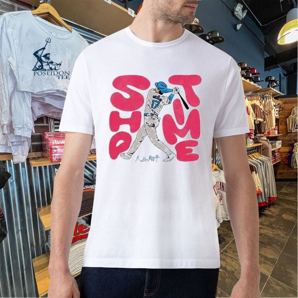 Shohei Ohtani Sho Time Los Angeles Dodgers Baseball Pink Lettering T-shirt