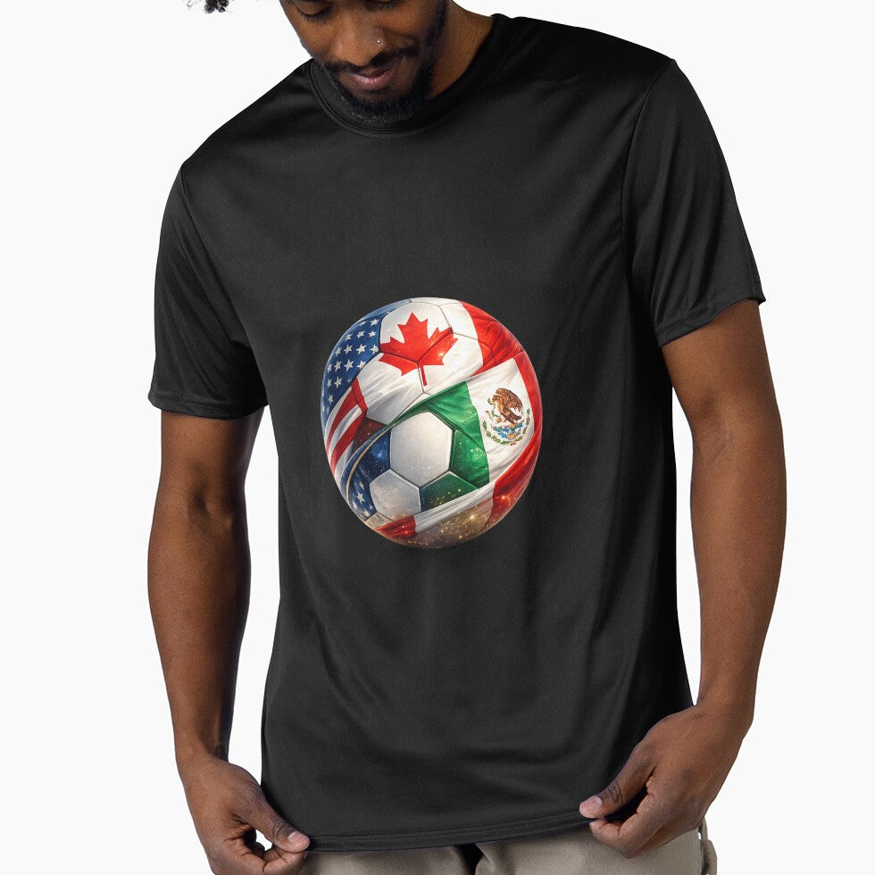Soccer Ball with USA Canada Mexico Flags – 2026 Fan Design by RolMerch