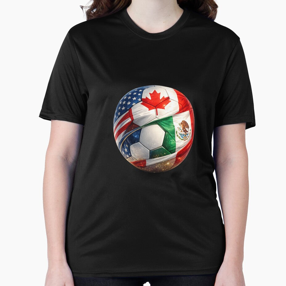 Soccer Ball with USA Canada Mexico Flags – 2026 Fan Design by RolMerch