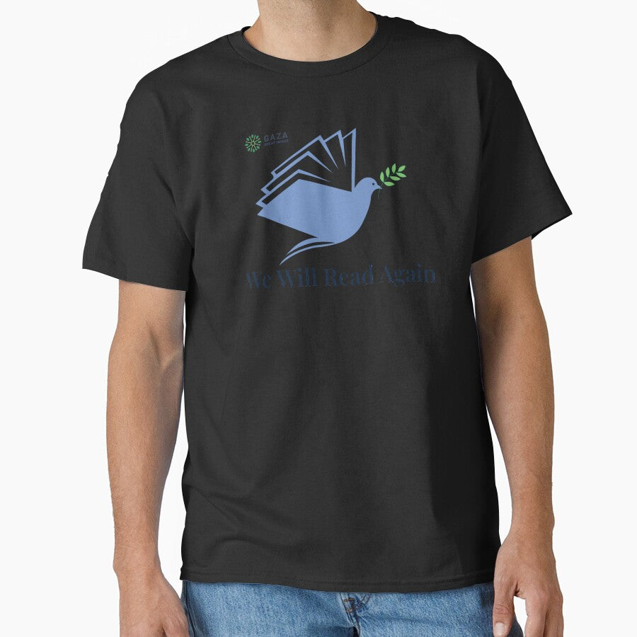 Dove Book Peace, We Will Read Again, Light Blue - Gaza Great Minds Logo, UL by Gaza Great Minds