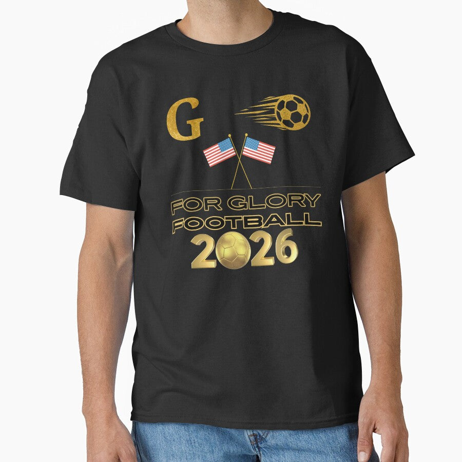 For Glory Football 2026 USA Gold Soccer Fan Design American Flag Sports Tournament Shirt by Art IN Pack