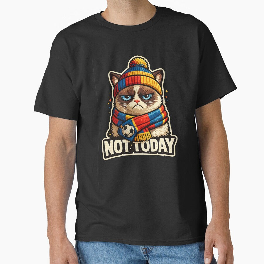 Not Today Grumpy Cat Soccer Scarf Hat – Funny Football Fan Humor Art | Soccer Cat Gift by irfanshikh