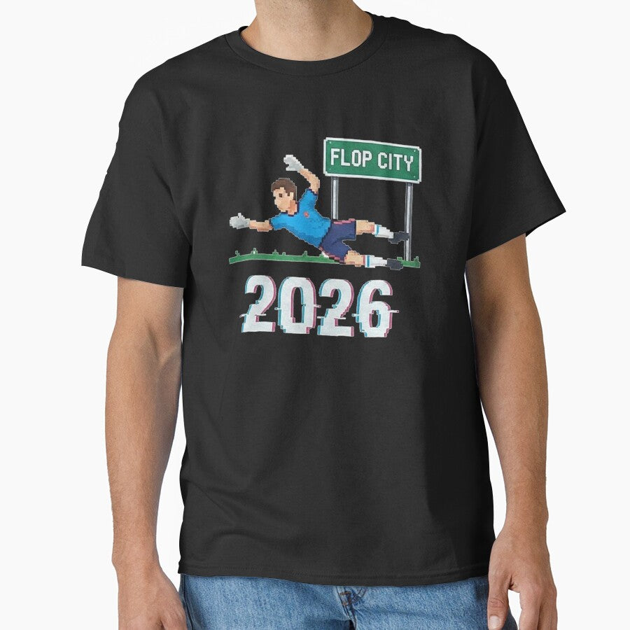 Funny Pixel Art Soccer Flop City 2026 Retro Goalkeeper Humor Graphic by AdyKurniawan