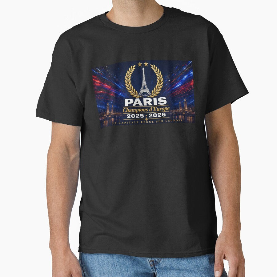 Paris Champions of Europe 2025 2026 Eiffel Tower Night Two Gold Stars by BrickByDream