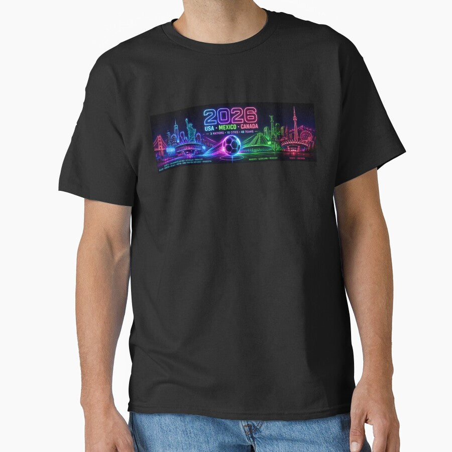 Football 2026 Neon, USA Mexico Canada Soccer Cup, Retro Futuristic Sports Coffee Cup by emaga