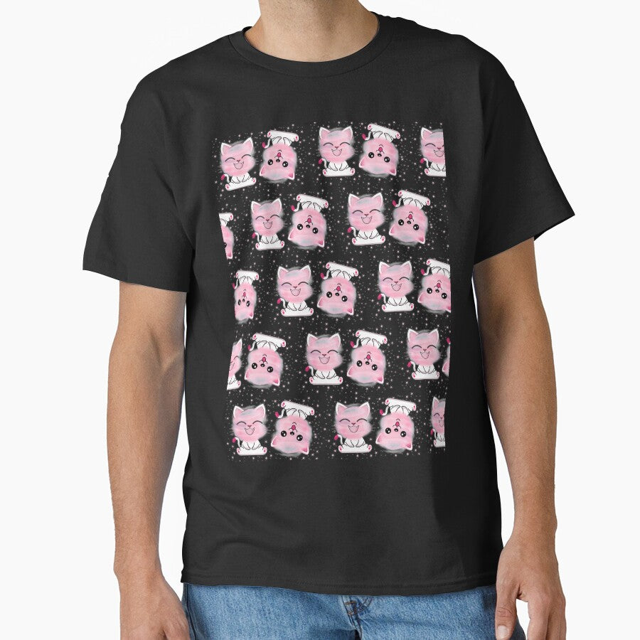 Happy Cat Sweet Pink Watercolor Cotton Candy Pattern by PinkPandaDesign