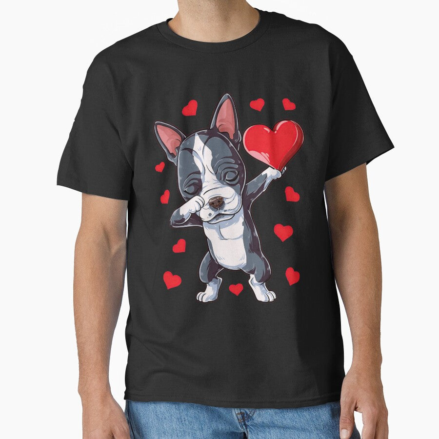 Dabbing Boxer Valentines Day T shirt for Boys Girls Kids Women Men Dab Dance Dog Tee by zedbubblez