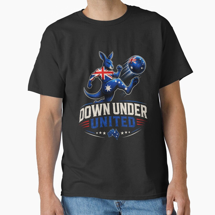 Down Under United Australia Soccer Kangaroo Shirt | Australian Football Fan Merch by Prime legend