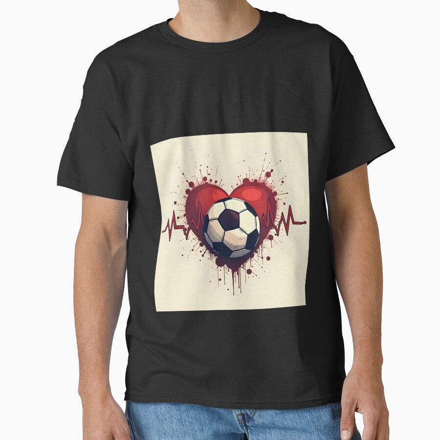 Heartbeat of a Football Fan Soccer Lover T-Shirt Design by MilaPrintify