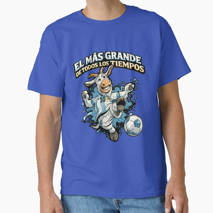 El Más Grande de Todos los Tiempos Goat Soccer Argentina Fan Cartoon | Funny Football GOAT Graphic by digitalbob60