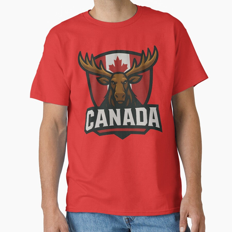 Canada Moose Sports T-Shirt | Canadian Flag Maple Leaf Emblem Tee | World Cup 2026 Fan by legendaryskins