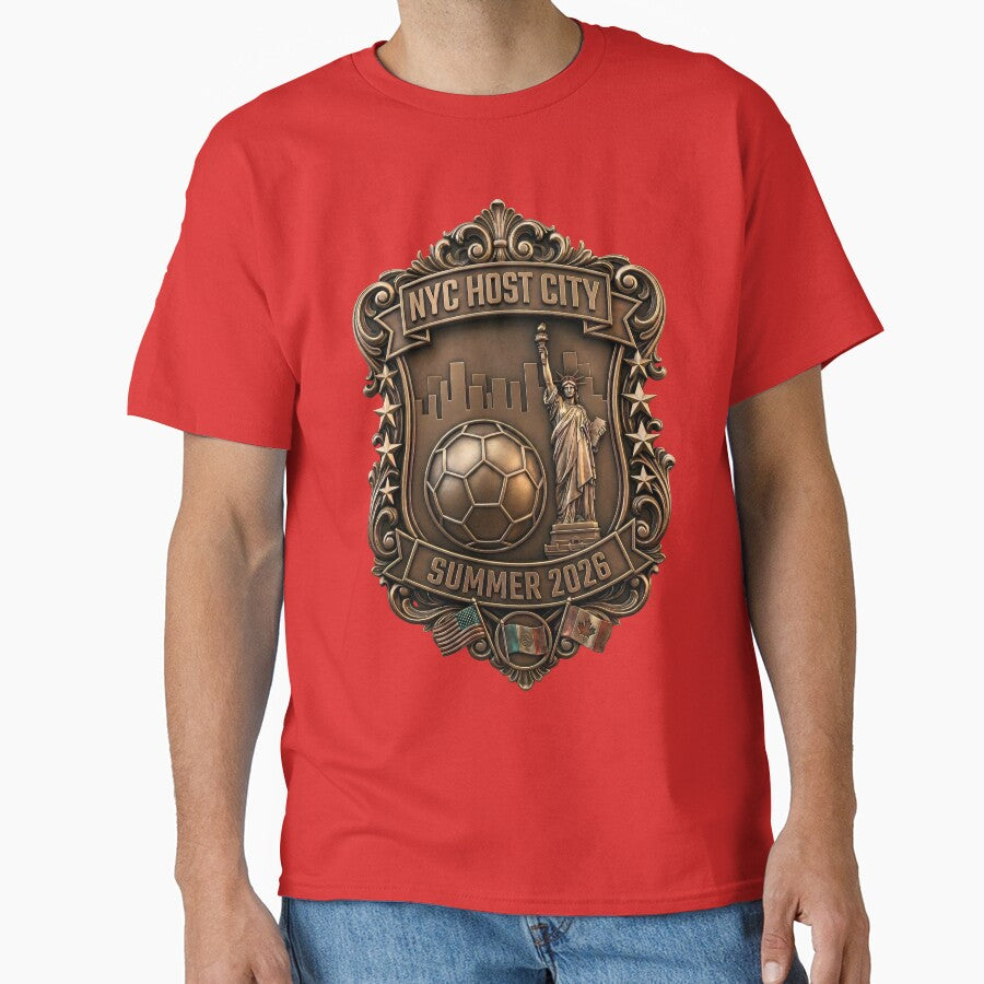 SOCCER NYC Vintage Bronze Badge Design by laughingshirts
