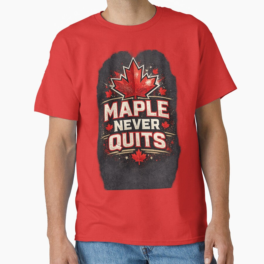Maple Never Quits – Canada Soccer Fan Typography | Northern Football Spirit Design by DZ Vibe Studio