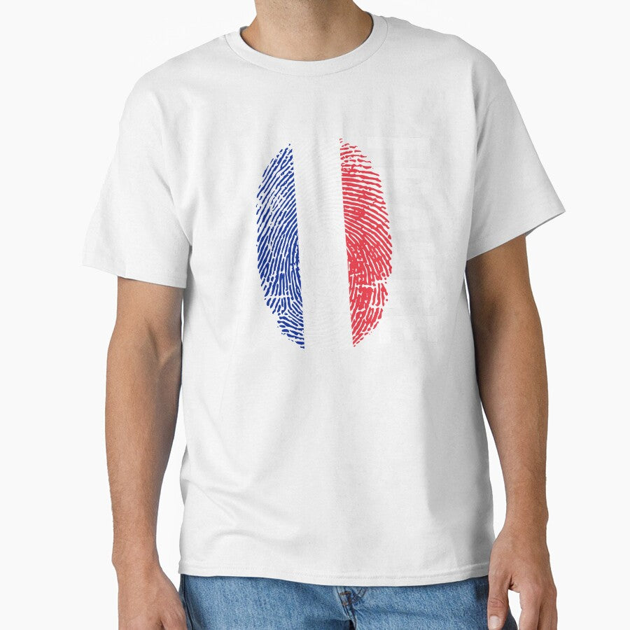 France Flag Fingerprint DNA French by PartyShirts1