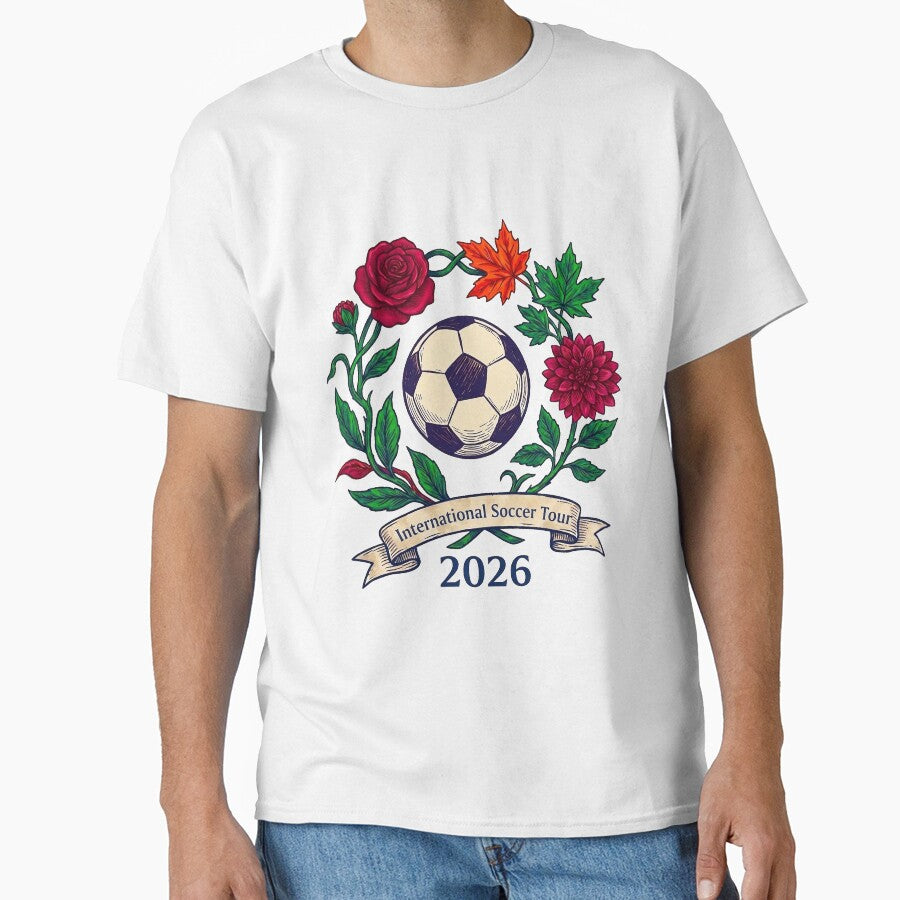 2026 International Soccer Tour Vintage Floral Crest T-Shirt by rygenr8