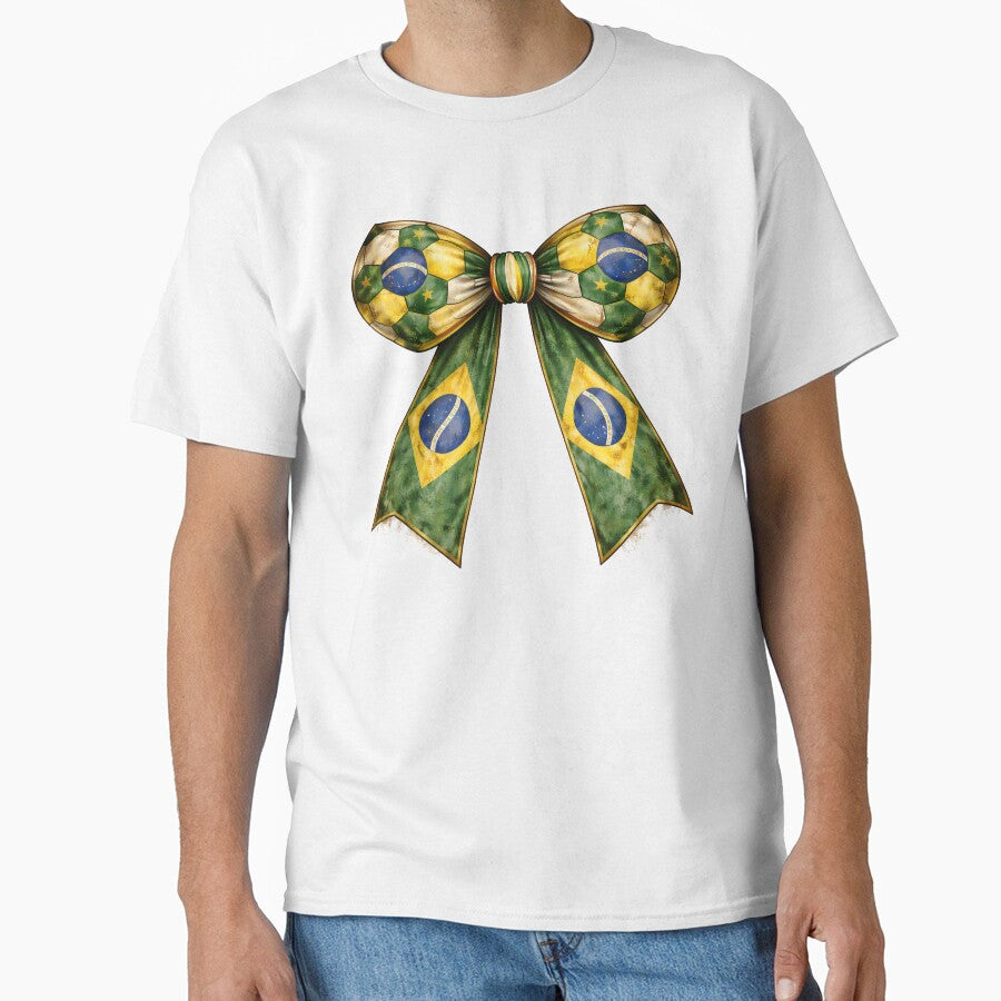 Patriotic Soccer Bow with Vintage Brazil Flag – Soccer Fan Coquette Bow by MuniraWearify