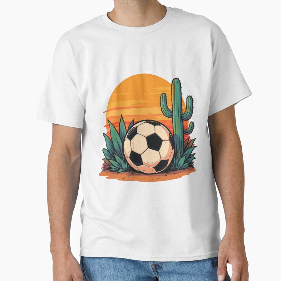 Soccer Ball in Desert - Agave & Cactus  Art by HappySproutArt