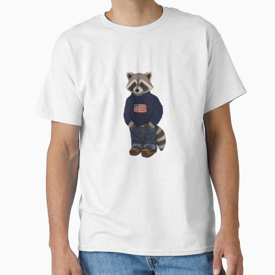Cute Preppy Raccoon - USA Flag by theherbariumofspells