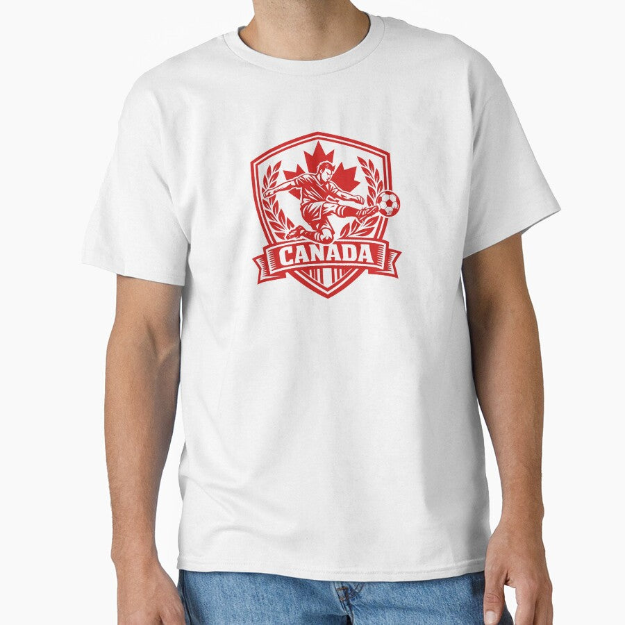 Canada Soccer Crest Shirt – Maple Leaf Football Player Graphic, Canadian Pride Sports Design by JonelCrafts