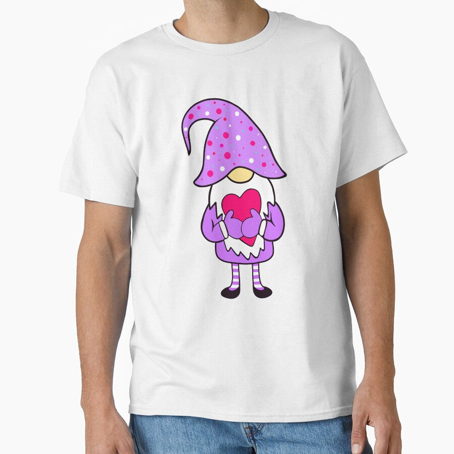 Funny Valentines Day Gnome Holding A Pink Heart by Sartoris Art
