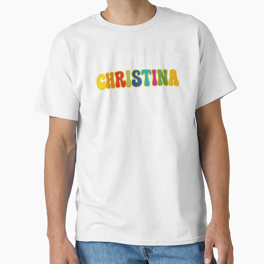 ❤️ Christina Personalized Name Wavy Retro Shirt, Coffee Mug, Sticker Gift by HelixPedia